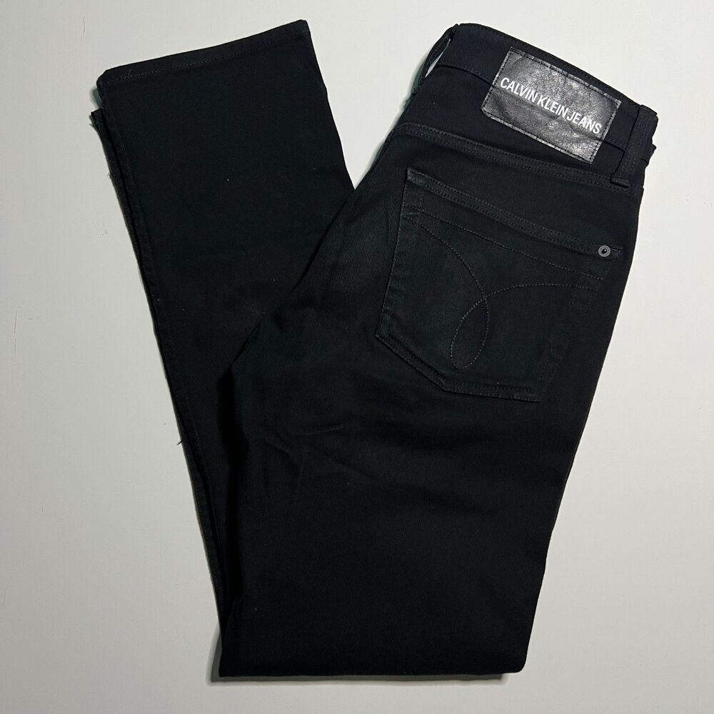 Calvin Klein Jeans CKJ 035 Straight Mens 30x30 Black Denim 5 Pocket Stretch